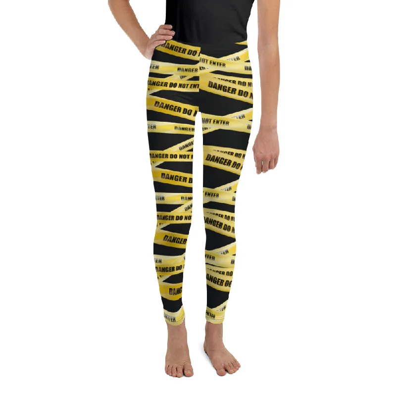 Noble And Elegant Yellow Tape Youth Leggings