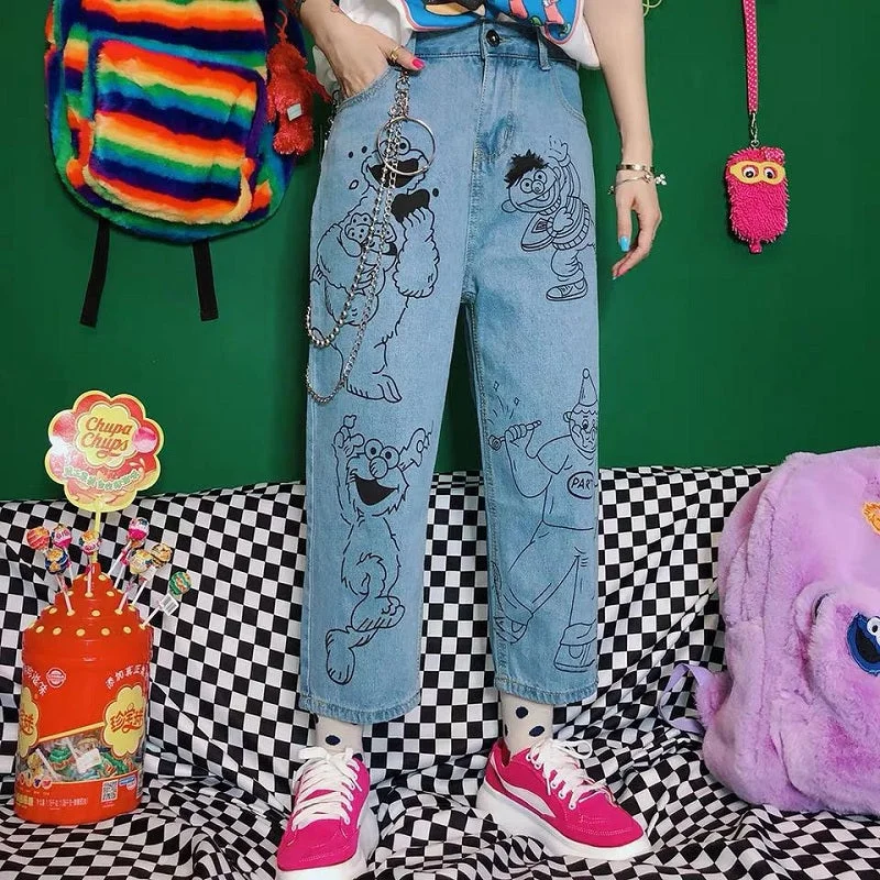 Elegant Style JAPANESE HARAJUKU CARTOON JEANS BY63057