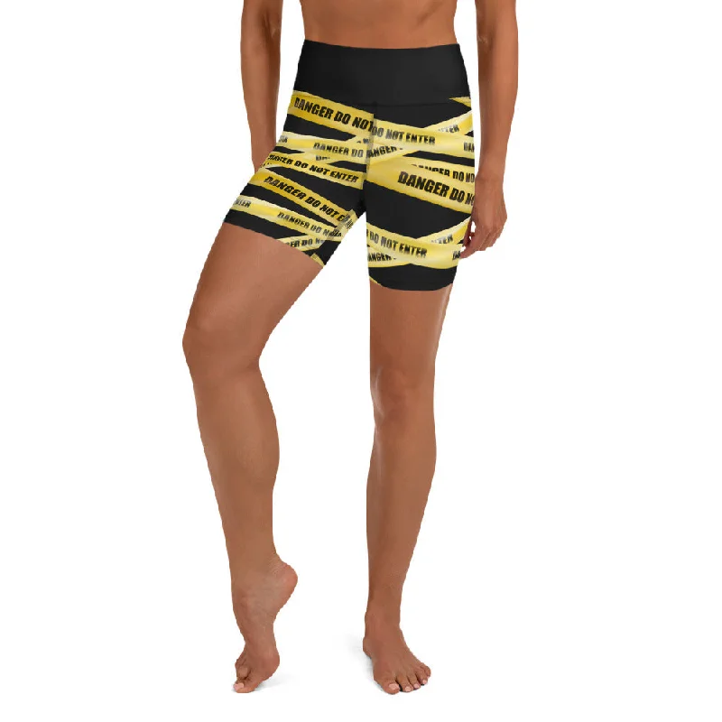 Comfortable Mind Yellow Tape Yoga Shorts