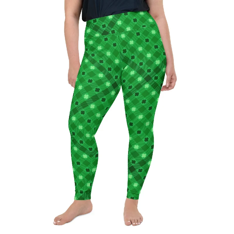 Elegant Comfort St. Patrick's Day Plaid Plus Size Leggings