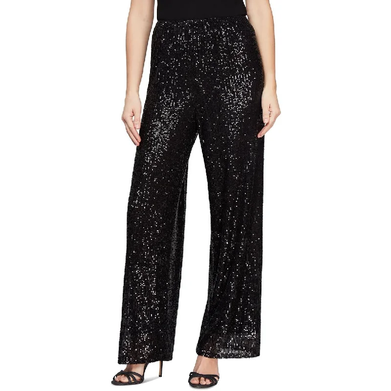 Design And Tailoring Alex Evenings Womens Lined Sequined Wide Leg Pants