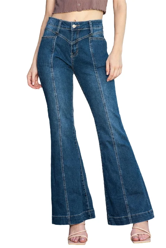 Basic Version High Waisted Bell Bottom Jean In Dark Wash