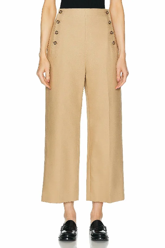 Energy Wear Wide Leg Cropped Sailor Pant In Tan