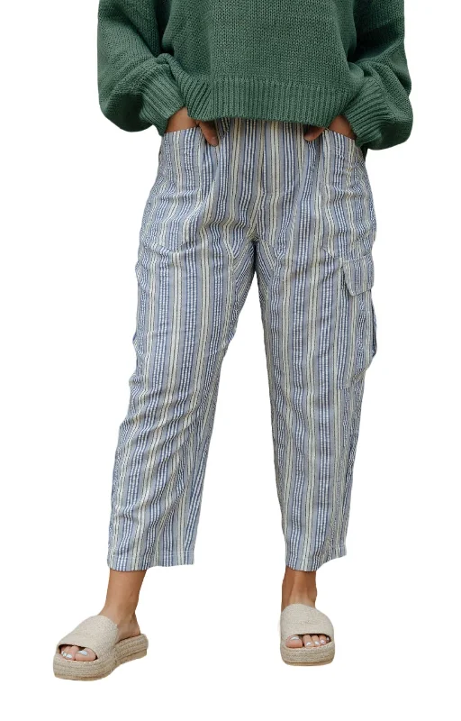 Trendy Items Stripe Pants In Blue