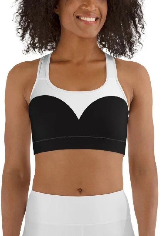 Preview New Products Charcoal Black & White Heart Shaped Sports Bra