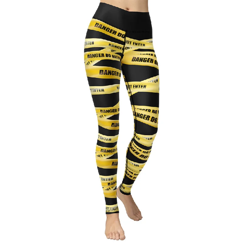 Classic Style Yellow Tape Yoga Leggings