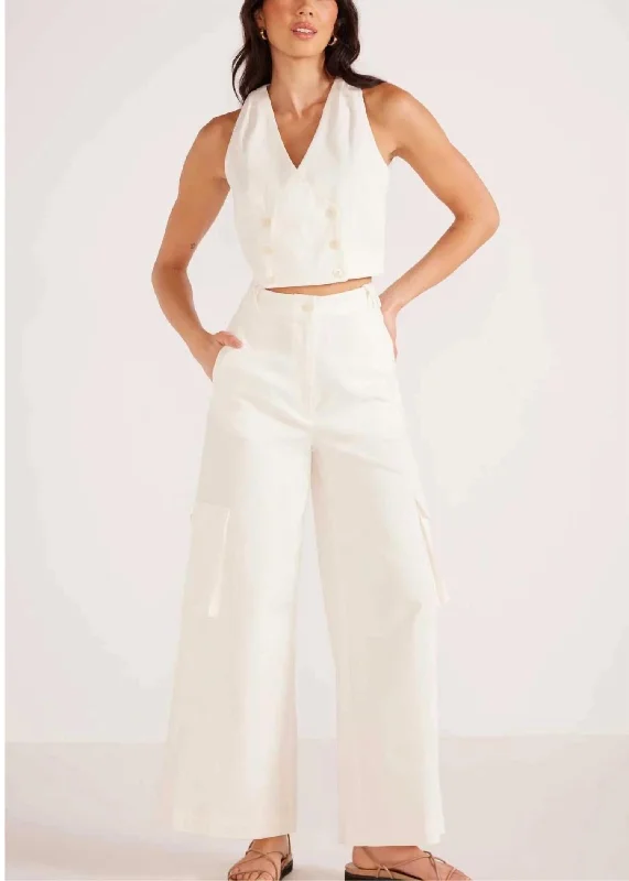 Fresh And Elegant Lottie Cargo Pants In White