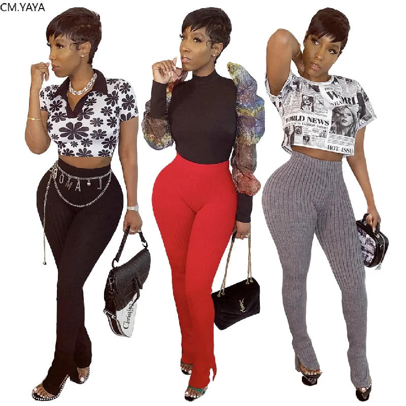 Denim Design 2020 Summer Women Pants High Waist Leggings Hip Hop Trousers Sexy Knitted Open Fork Night Club Bandage Pants Sweatpants GL8097