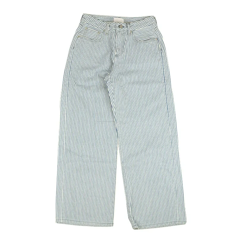 Cool Summer White And Blue Lydia Pinstripe Wide Leg Jeans