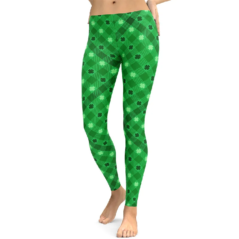 Comfortable Outfits St. Patrick's Day Plaid Leggings