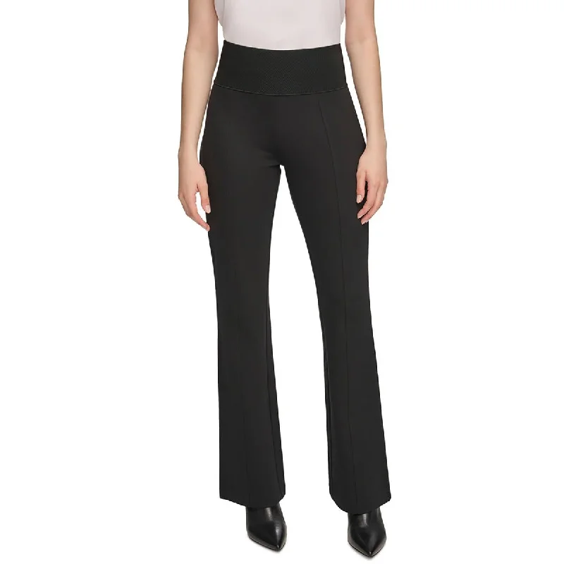 High-quality Fabrics Calvin Klein Womens Solid Knit Flared Pants