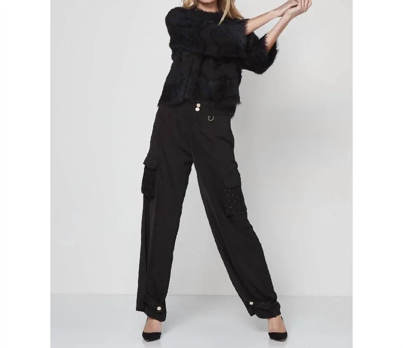 Exclusive Customization Sofia Trousers Pockets Pants In Black