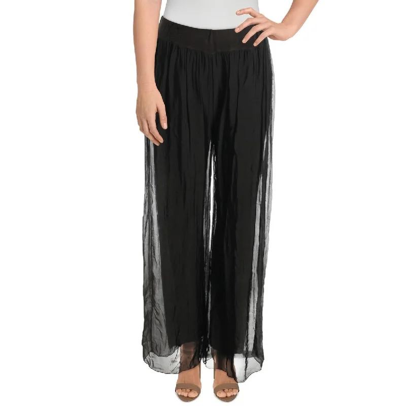 Timeless Outfits Lola Womens Silk High-Rise Wide Leg Pants