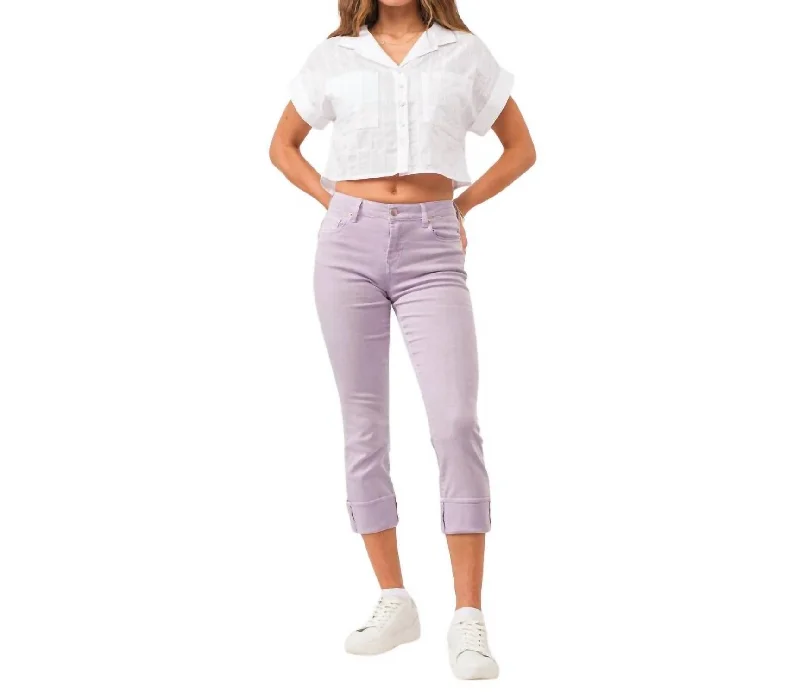 Lounge Wear Blaire High Rise Slim Straight Jean In Orchid Petal