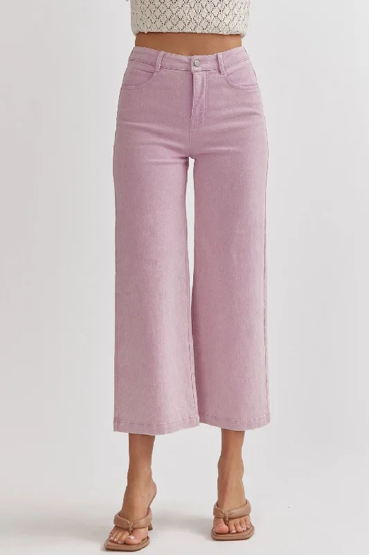 Elegant And Lazy Lavender Wide Leg Denim Pants