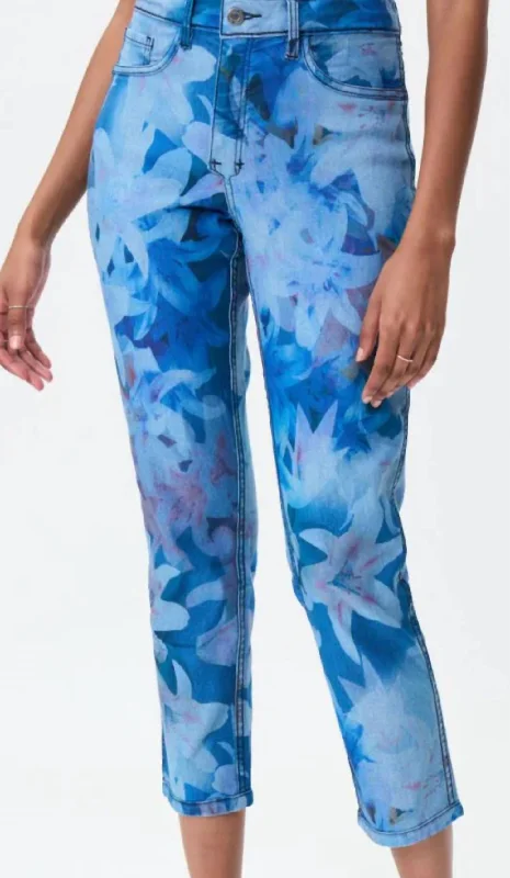 Modernism Floral Pants In Light Blue