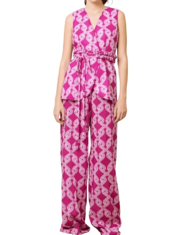 Street Fashion Palazzo Pants In Knots Magenta