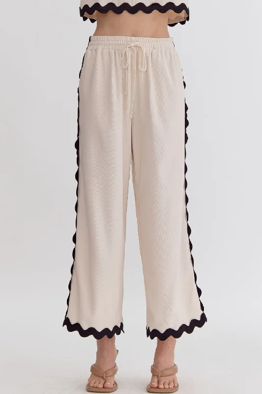 Soft Relaxation Wear Swept Away Ecru Textured Pants