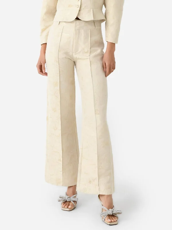 Trends Yoshitomo Smart Jacquard Pant In Ecru/gold