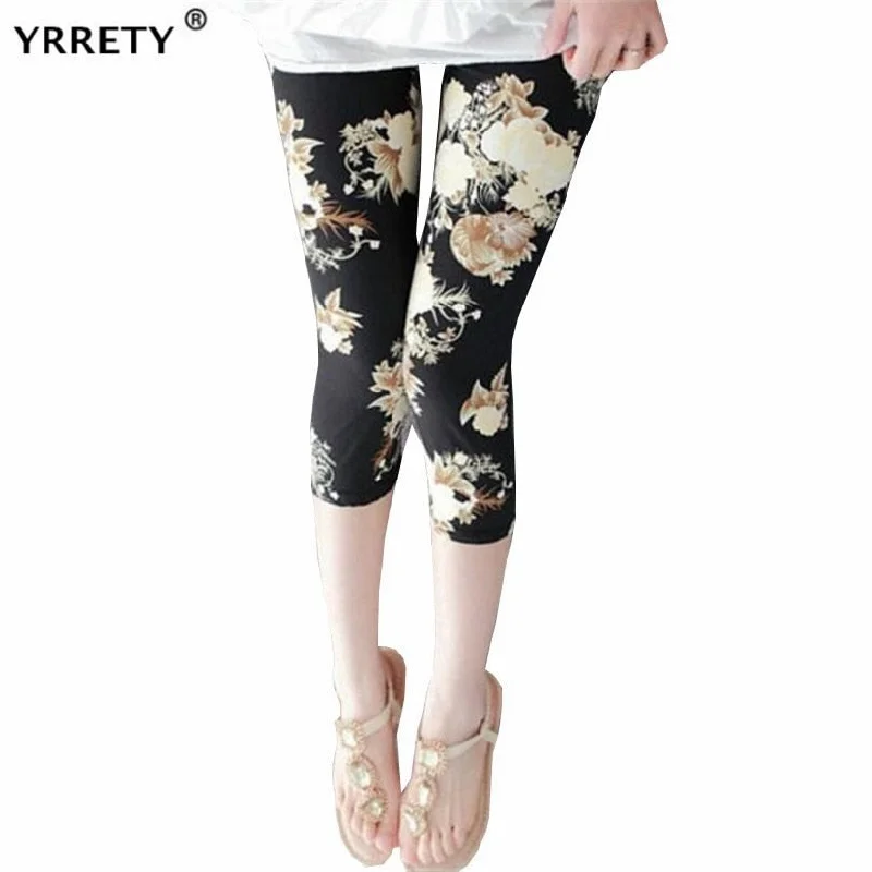 Casual And Casual YRRETY Women Calf-Length Print Pants Women Capris High Waist Sexy Leggings Women Pantalones Soft Pants Women Summer Leggings