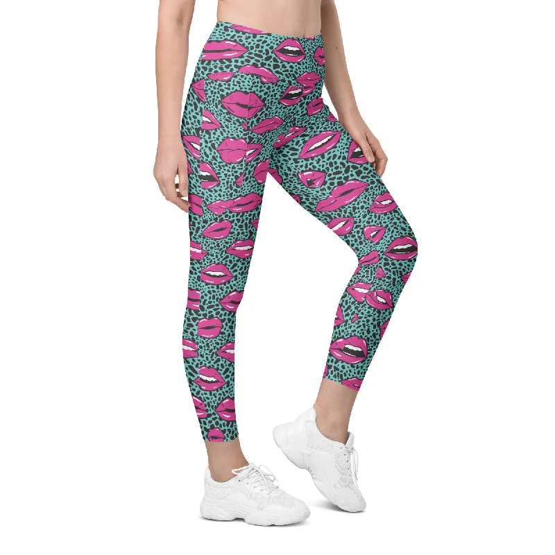 Classic Items Pop Art Lips Leggings With Pockets