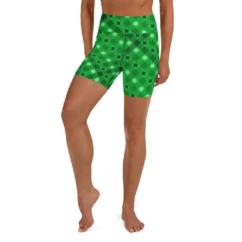 British Style St. Patrick's Day Plaid Yoga Shorts