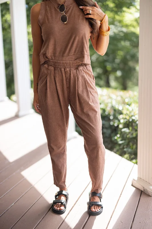 Easy Wear Chic Cozy Comfort Brown Knit Pants