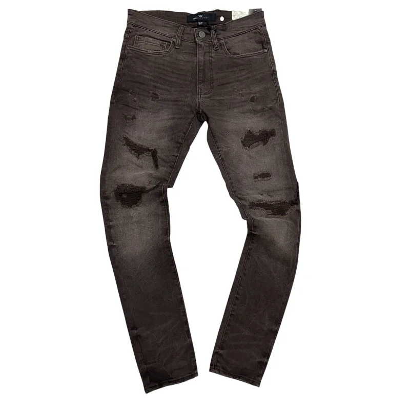 Soft Fabrics JC  shreds Slim Jean Brown 1220 js1220rc