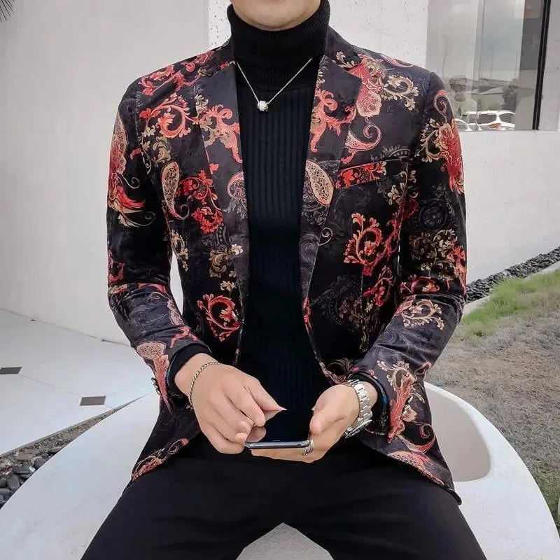 Unique Prints Men Blazer - Coral Print Blazer