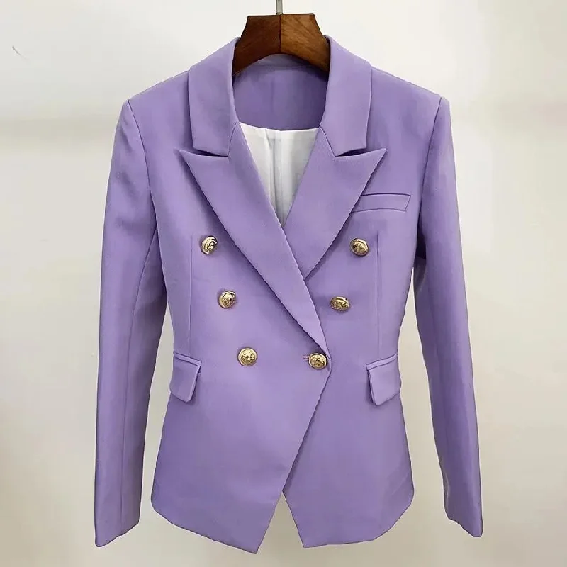 Soft And Comfortable Office Ready Purple Blazer Women - Casual - Plain-Solid