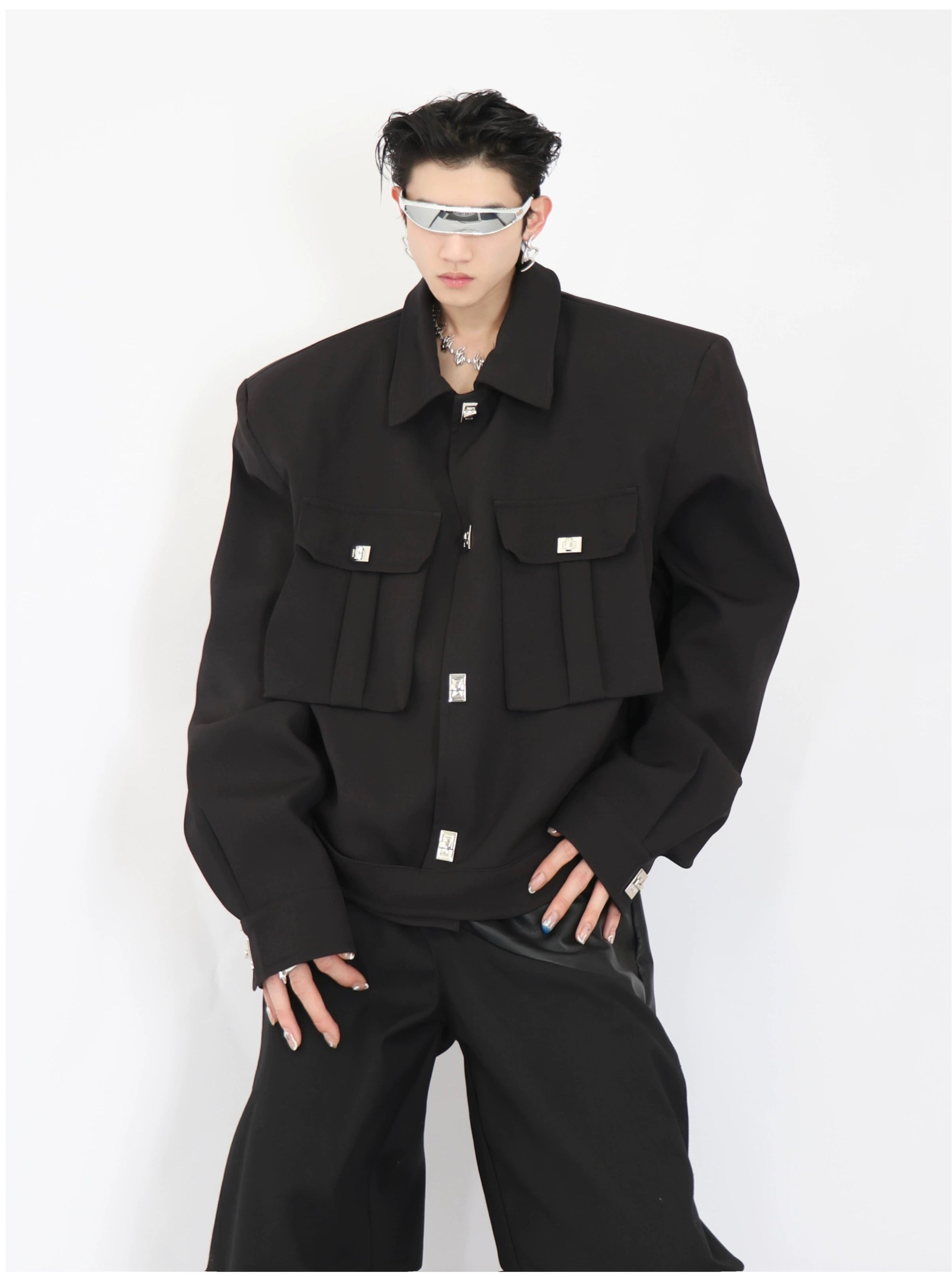 Refreshing Design Metal Button Large Pockets Jacket
