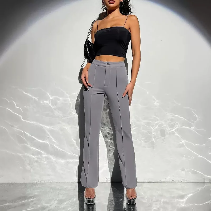Weekend Wear Hip Raise Slimming All-matching Elastic Waistband Small Straight Pants
