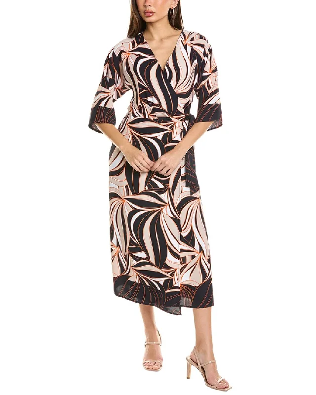 Embroidered Letters Joseph Ribkoff Midi Wrap Dress