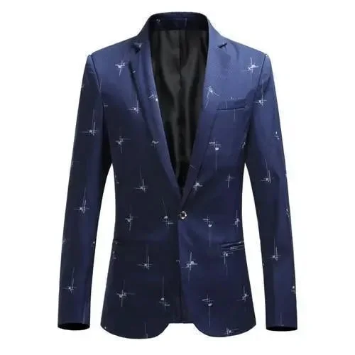 Personalized Design Men Blazer - Blazer With White Prints