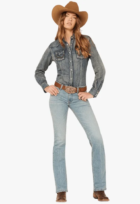 Everyday Outfits Wrangler Womens Madelyn Mid Rise Boot Cut Jean