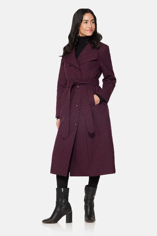 Fresh And Natural Long City Coat, Burgundy