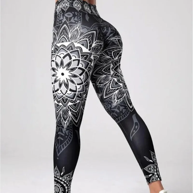 Soft Comfort Ink Printing Yoga Trousers Fashion Slim Women's Skinny Pants