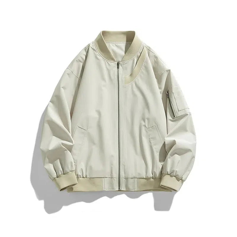 Noble And Elegant Zip Pockets Bomber Jacket