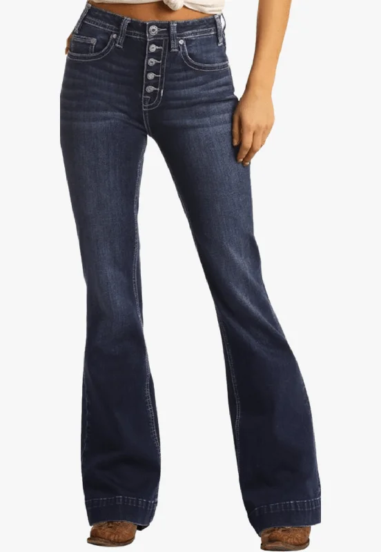 Warm Wear Rock and Roll Womens High Rise Trouser Jean
