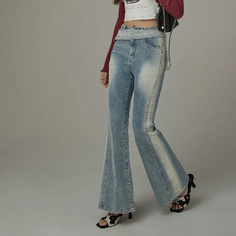 Relaxed Fashion Washed Bootcut Denim Jeans