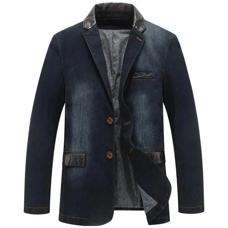 Slim Fit Men Blazer - Streetstyle Denim Blazer
