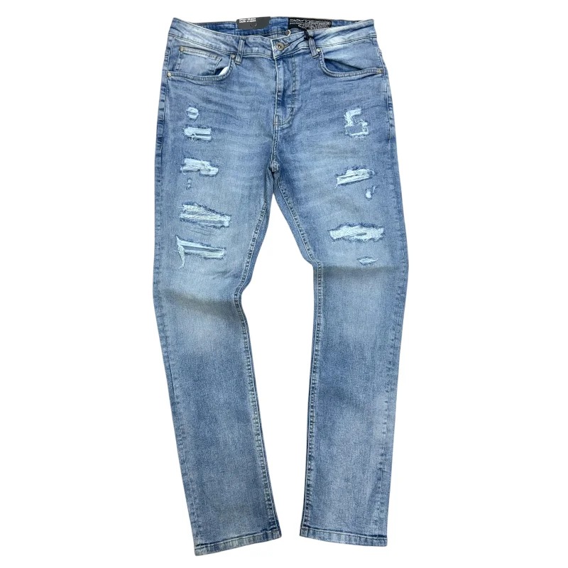 Simple Style Mischief Distress Skinny Fit Denim Lt  Indigo 80359 j
