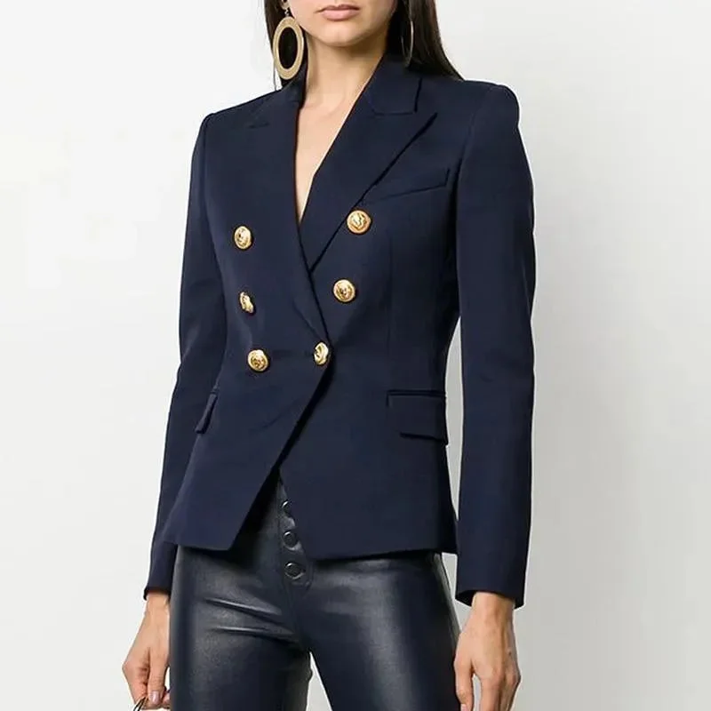 Personalized Clothing Sign It Navy Blue Blazer Women - Casual - Plain-Solid