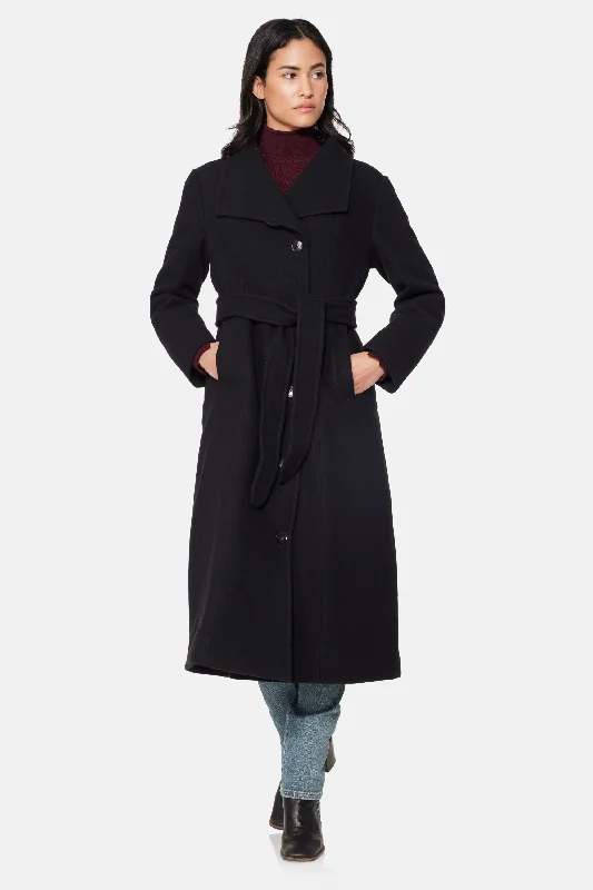 Luxury Temperament Long City Coat, Black