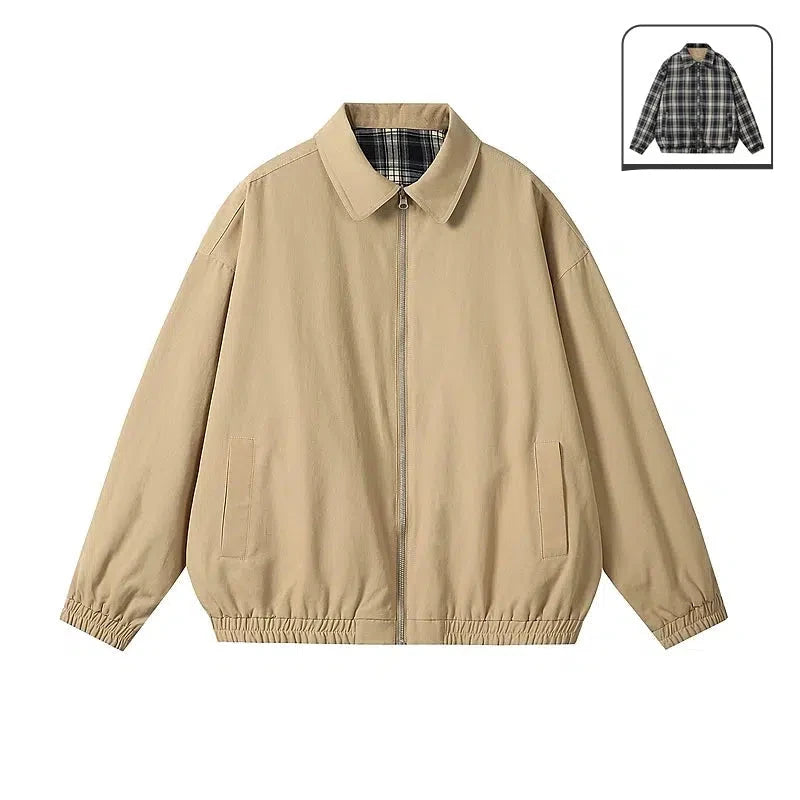 Comfortable And Versatile Reversible Lightweight Plaid Jacket