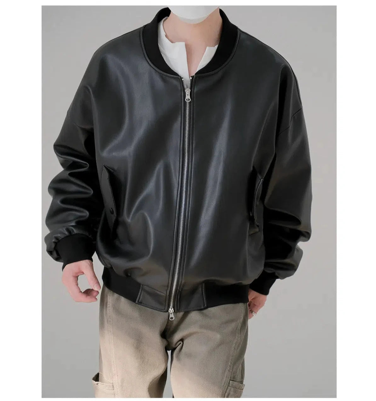 Bright Colors Pockets Leather Jacket