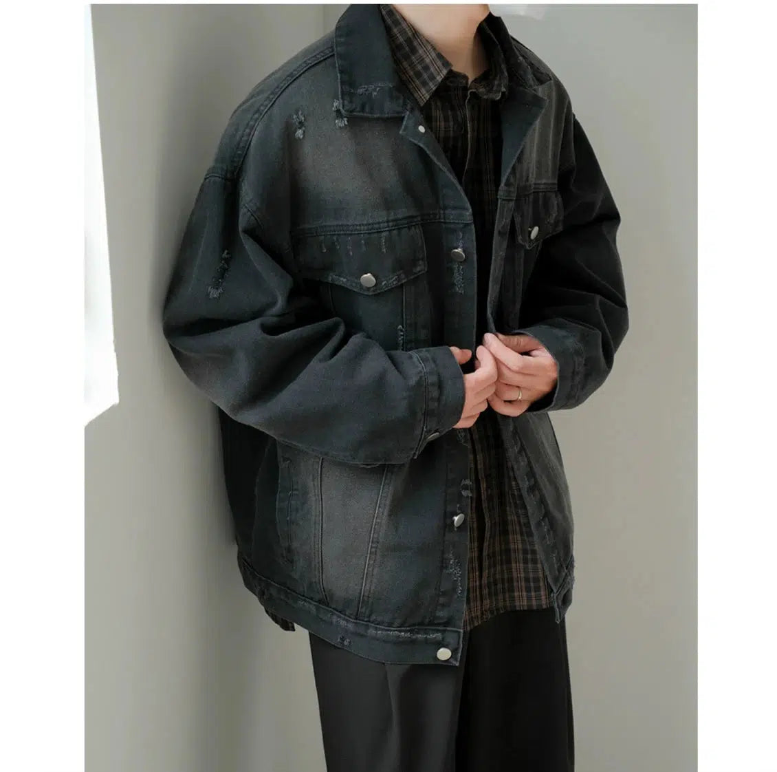 Fresh And Capable Distressed Denim Jacket