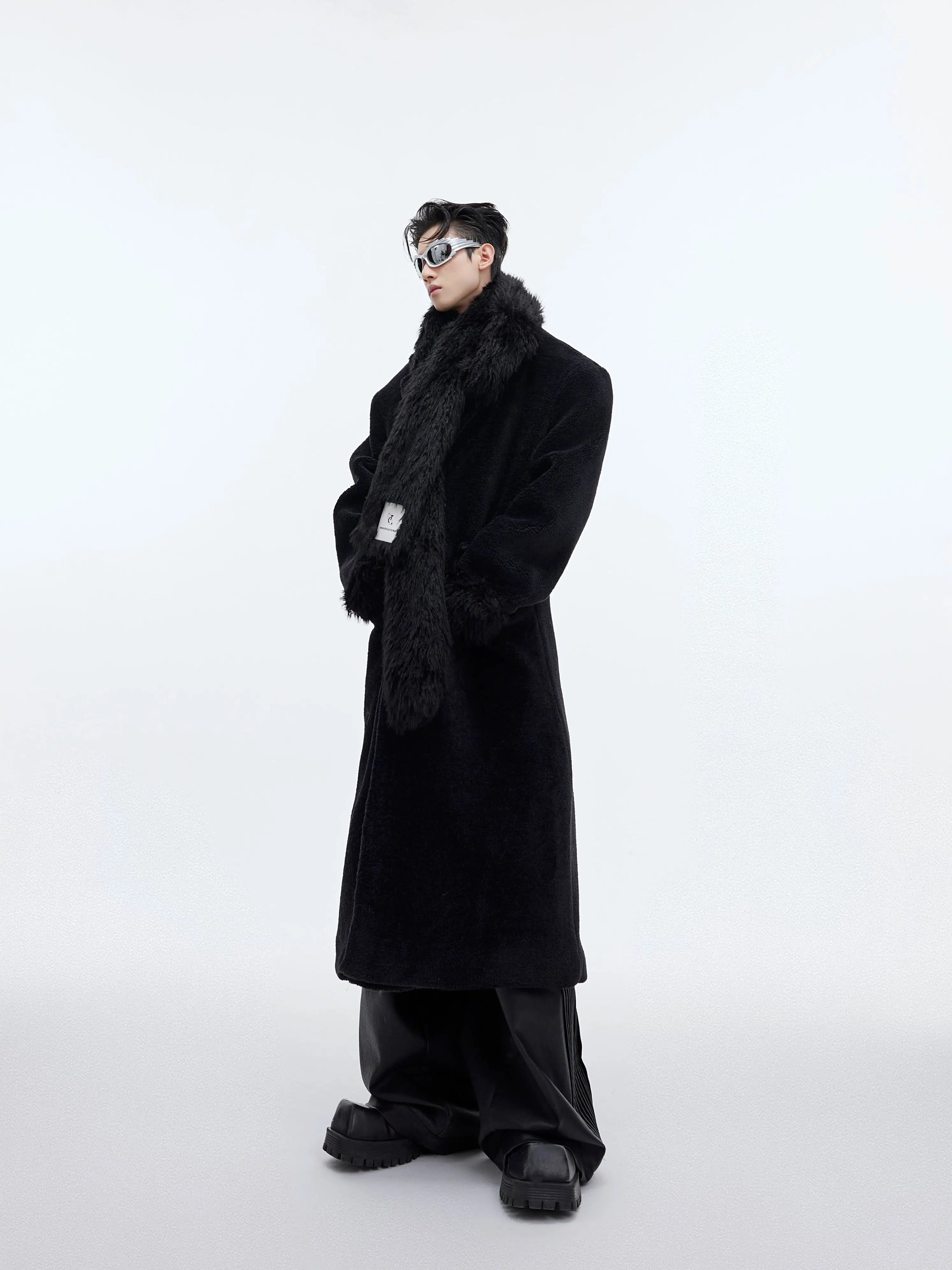 High-quality Styles Woolen Thickened Long Windbreaker (with Scarf)