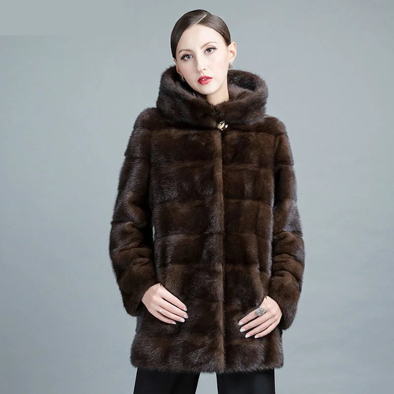 British Fashion Women's Winter Natural Mink Fur Thick Warm Leisure Short Jacket