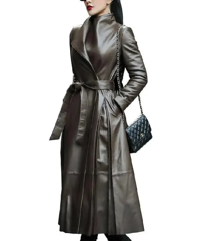 Luxury And Elegant Venice Leather Trench Coat For Women